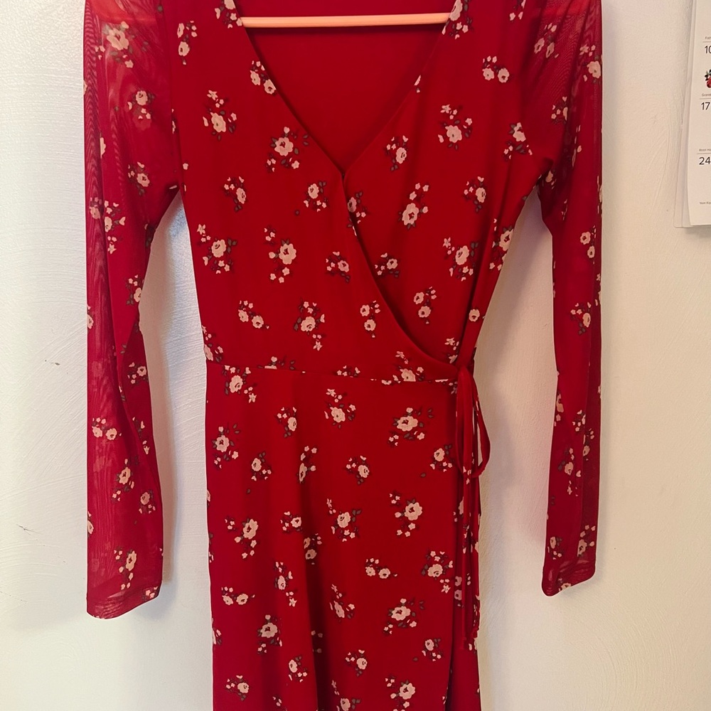 Hollister Red Floral Dress XXS